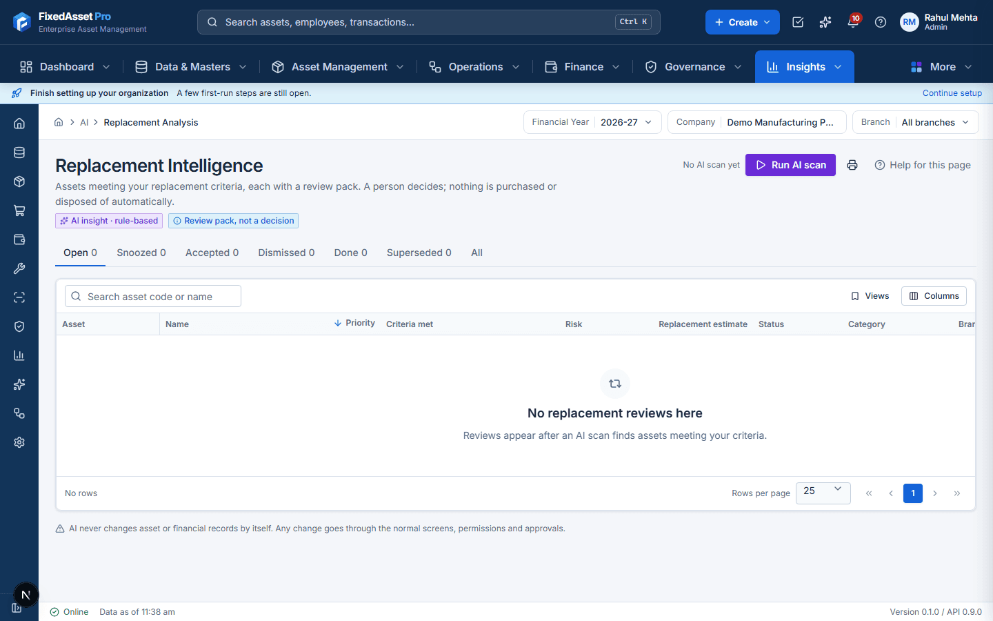 Web app Replacement Intelligence list of review packs